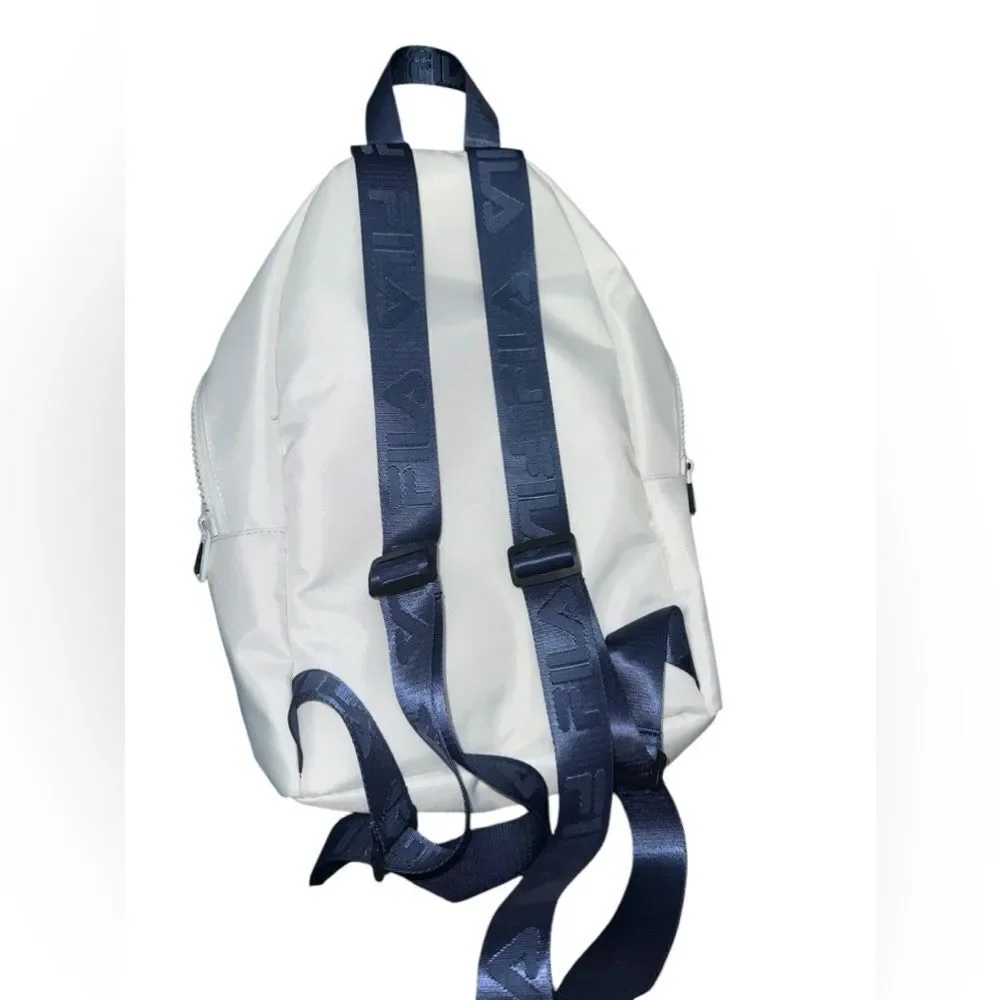 FILA All White Backpack Blue Straps